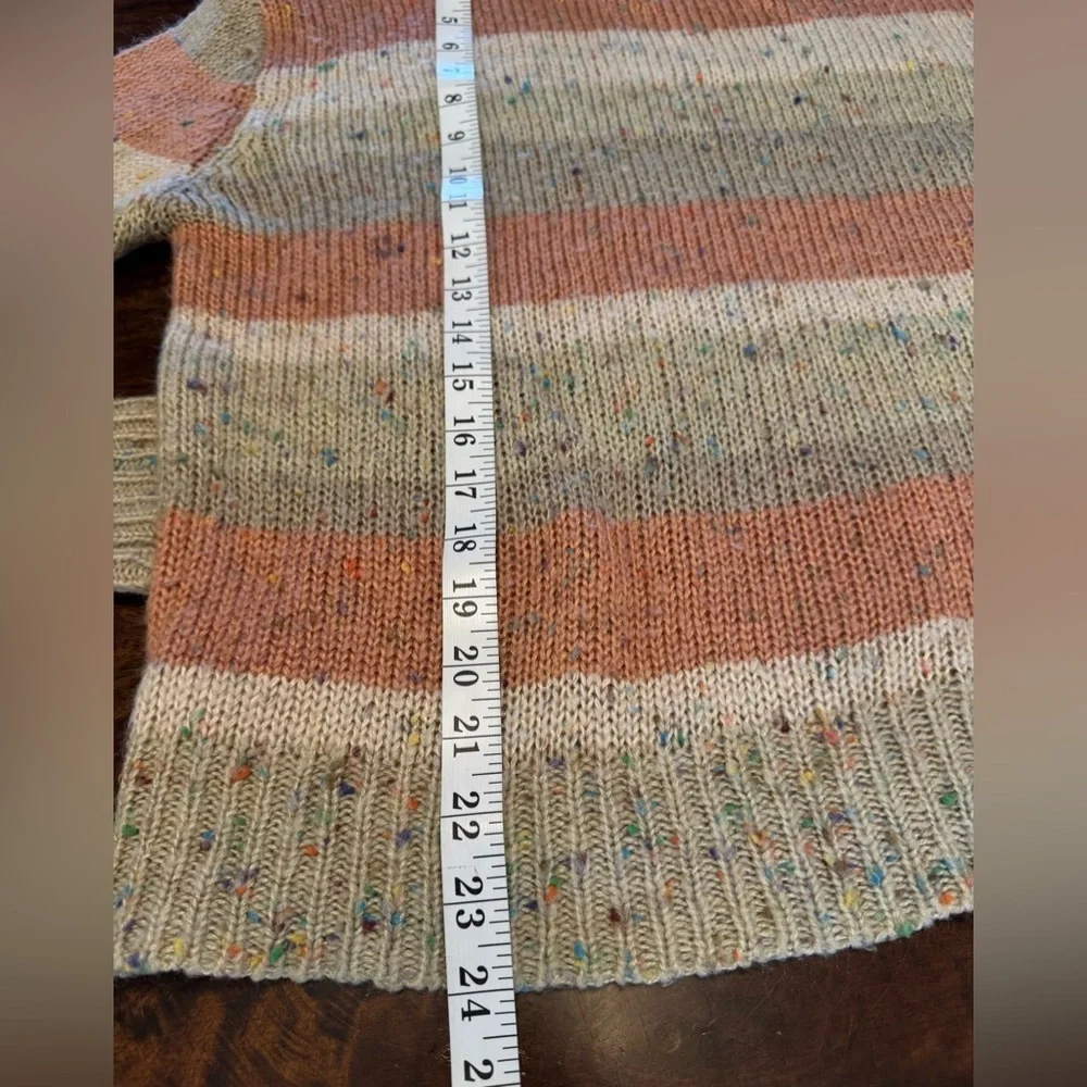 John + Jenn Confetti Stripe Lucien Long Sleeve Speckled Tan Sweater Sz S
